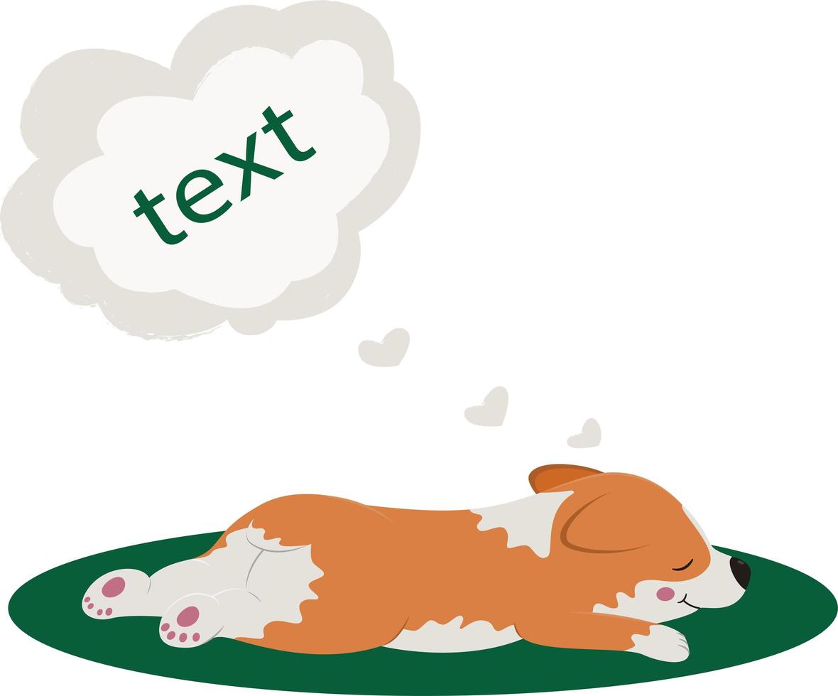 perro perezoso, lindo perrito corgi galés durmiendo icono vector