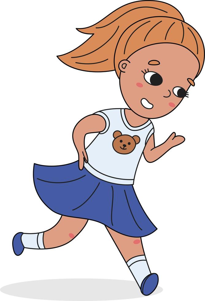 ilustración vectorial de una niña corriendo de dibujos animados vector