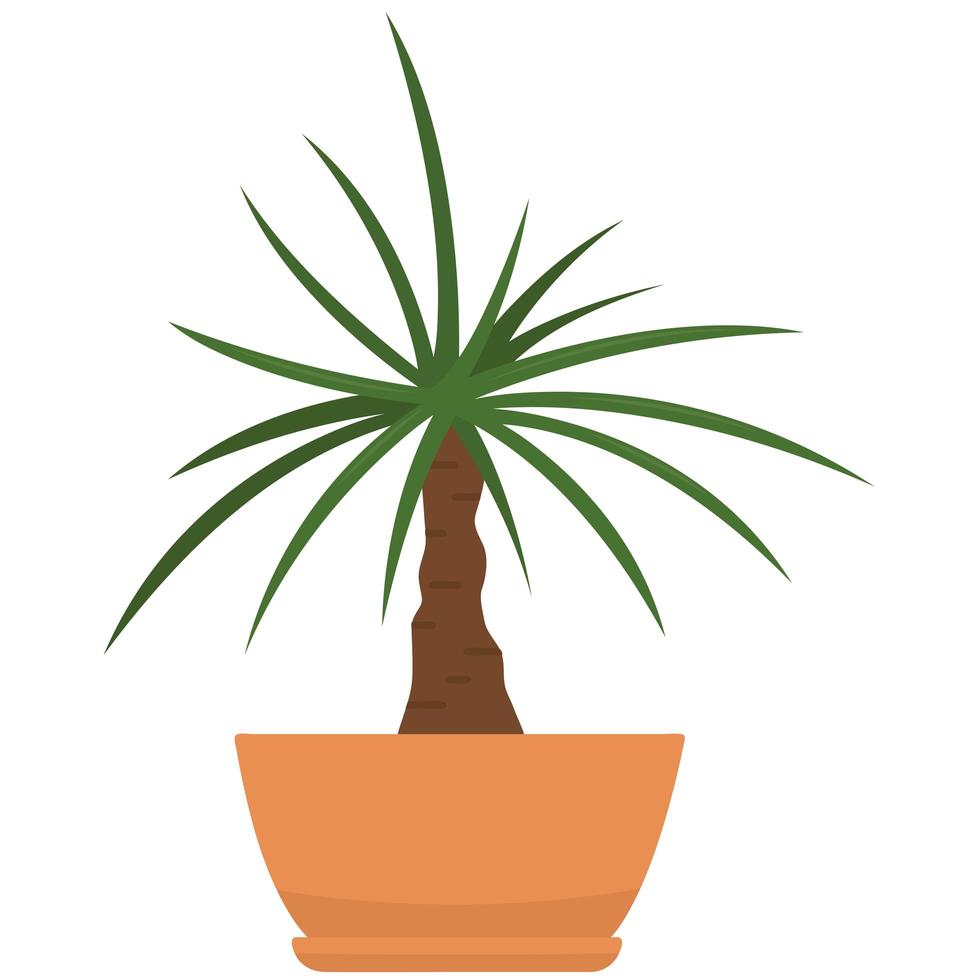 Cute cartoon home plant in clay pot. Vector illustration