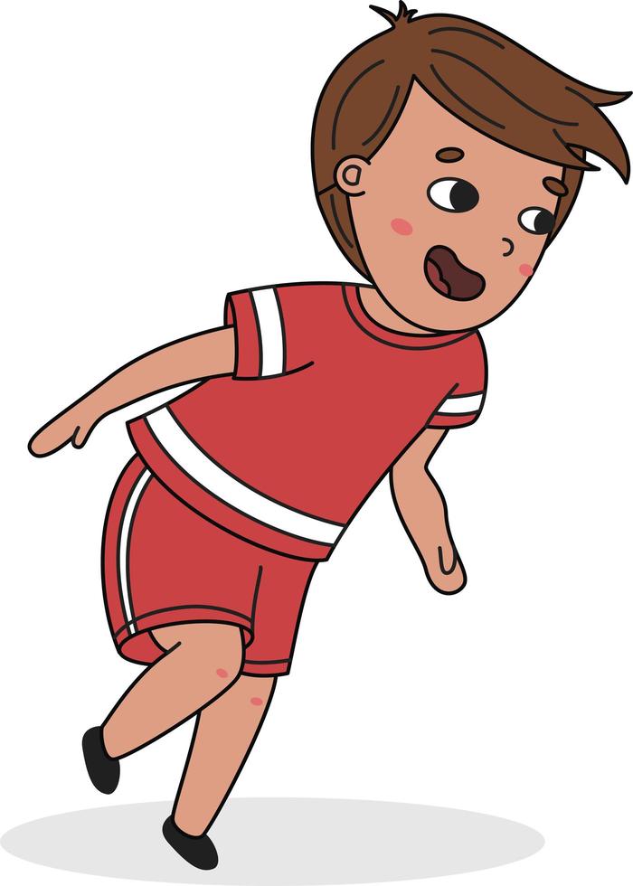 niño corriendo de dibujos animados en uniforme deportivo rojo 3193475  Vector en Vecteezy