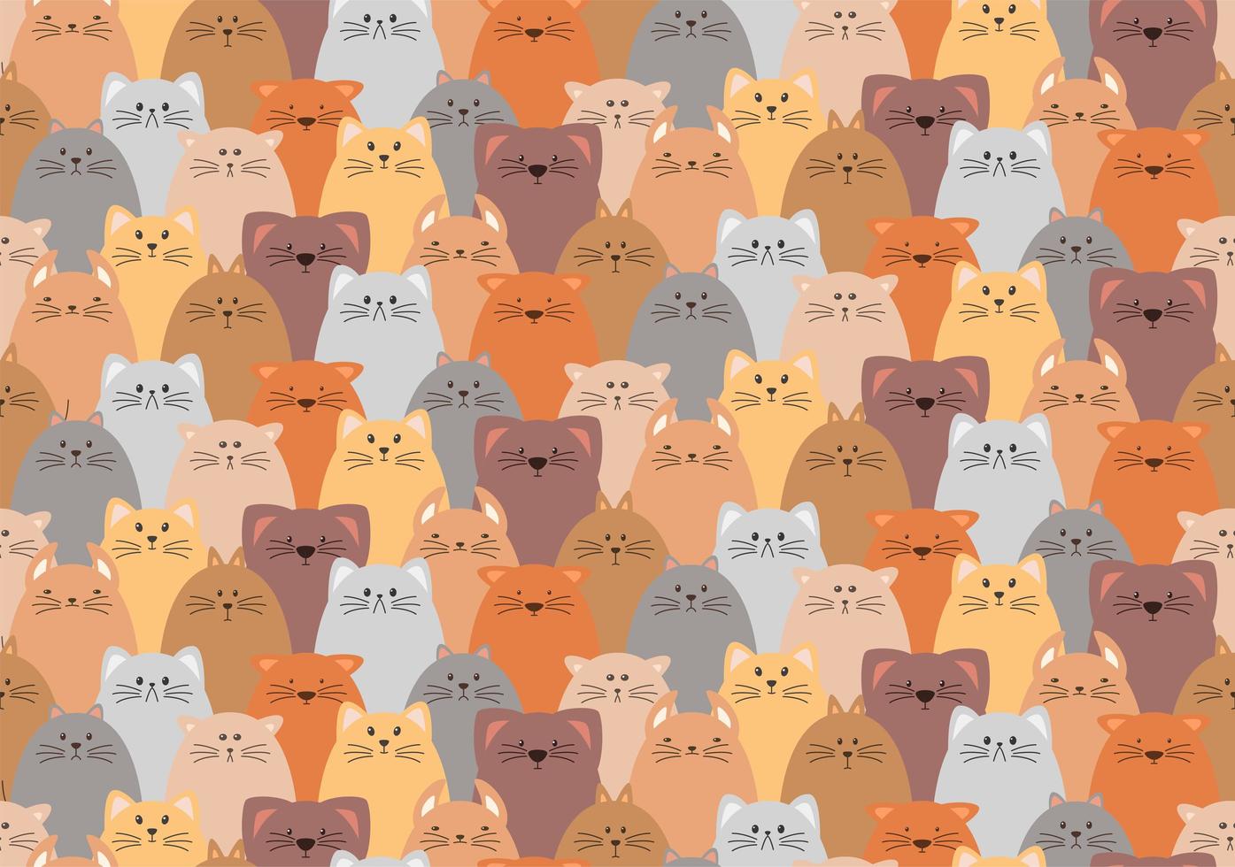 Different cute cats. Cartoon vector seamless wallpaper
