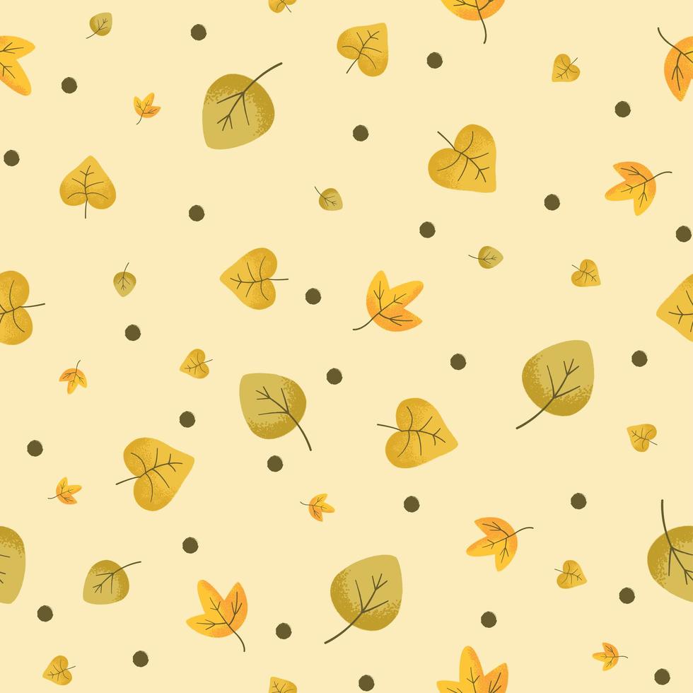 Lovely autumn leafs pattern in warm light colors, seamless repeat. vector