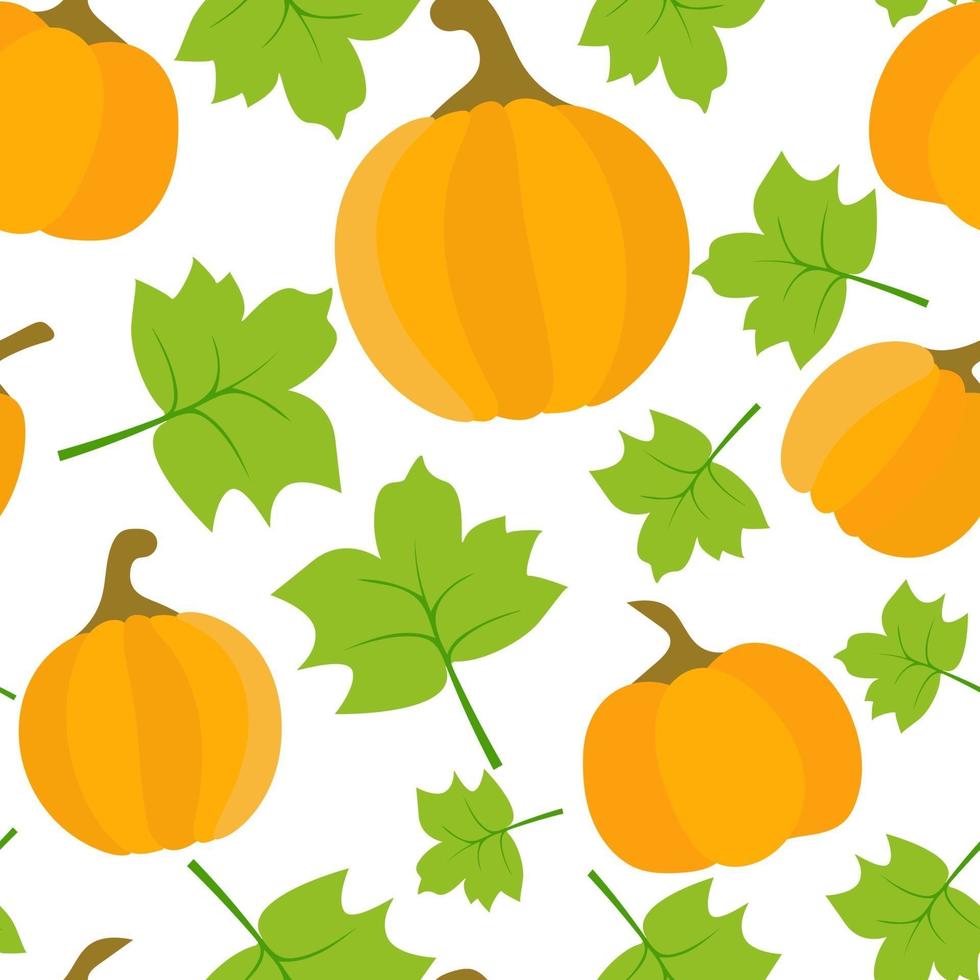 calabaza y hojas patrón otoño ilustración vectorial vector