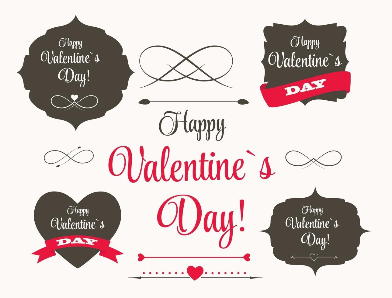 Vector St Valentine Day s Labels, Elements, Arrows in Retro Styl