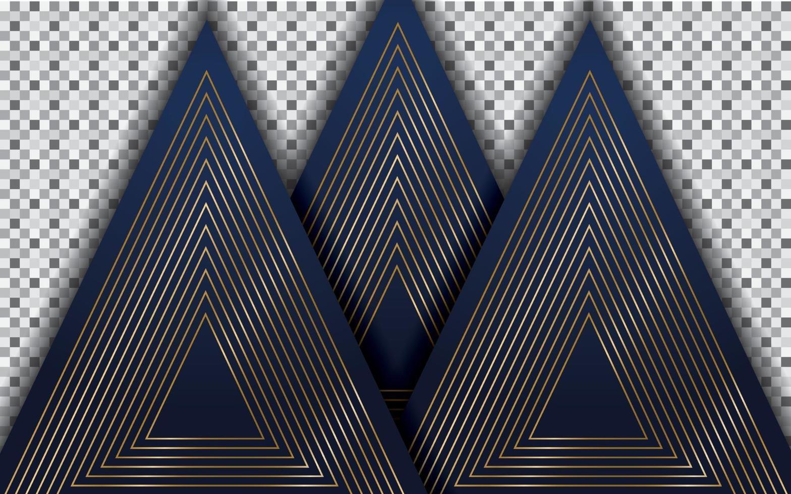 abstract navy blue background with gold line and triangle shape vector