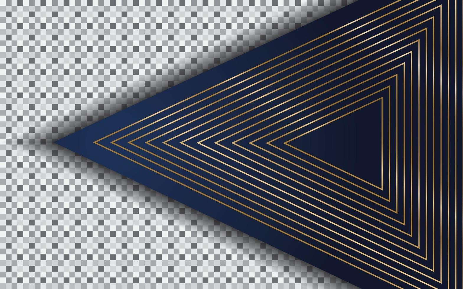 abstract navy blue background with gold line and triangle shape vector