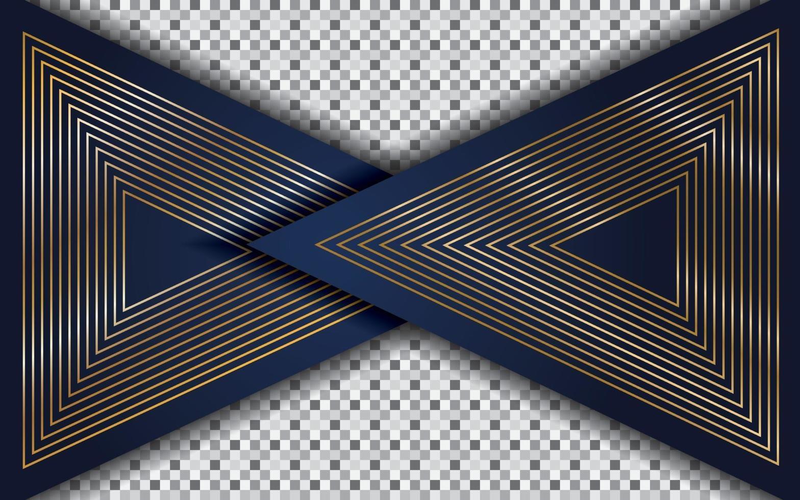 abstract navy blue background with gold line and triangle shape vector