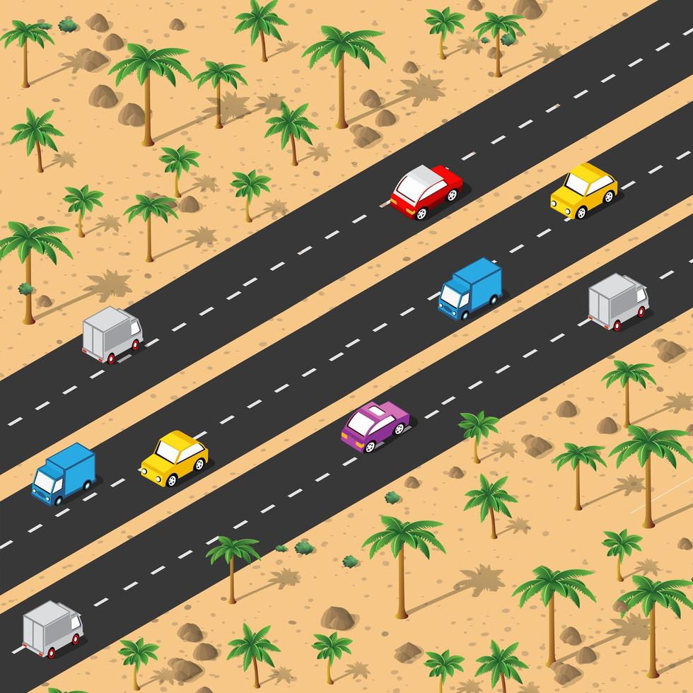 Desert highway Isometric urban area of the city infrastructure vector