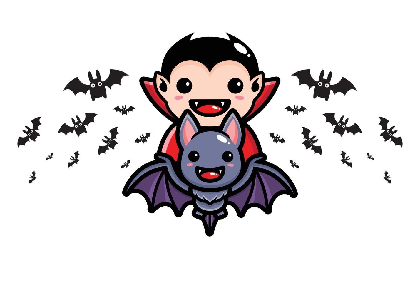 diseño de vector de mascota de drácula volando montando un murciélago