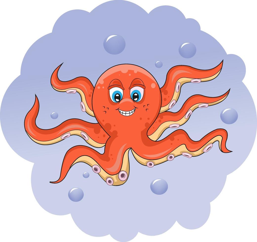 pulpo divertido en el vector de mar.