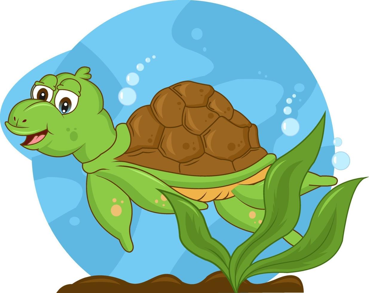 funny sea turtle  at sea vector