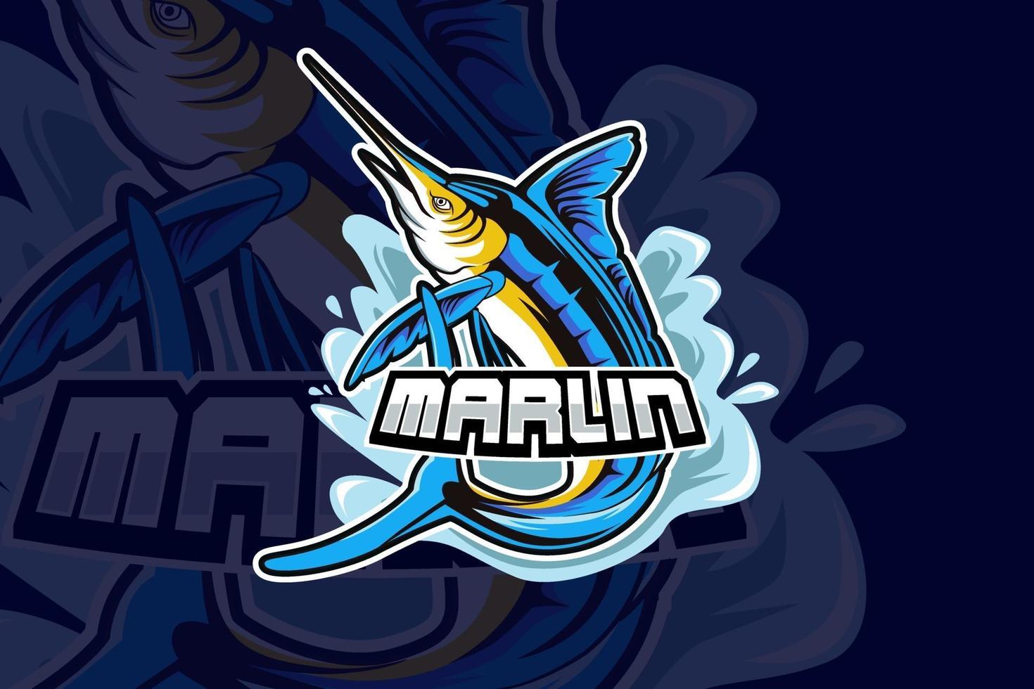 marlin mascot sport logo design vector