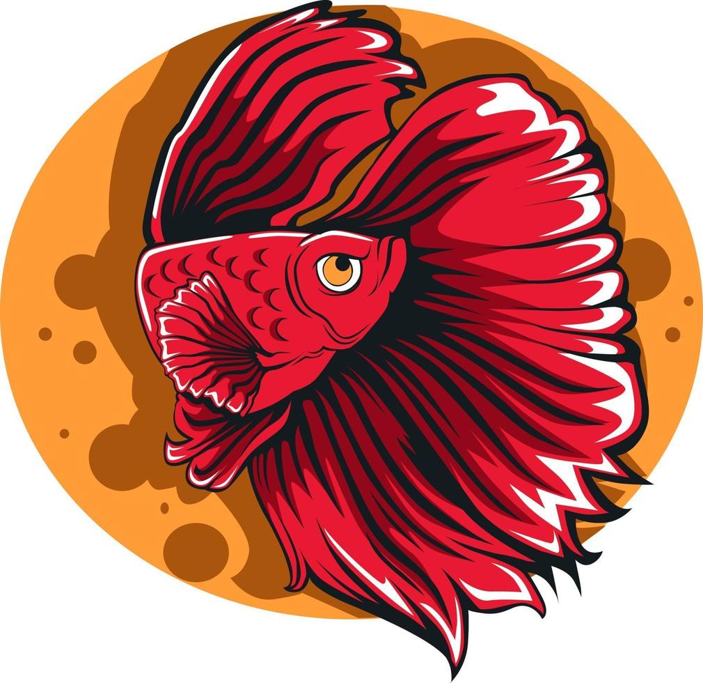 red betta fish illustration hand drawing vector