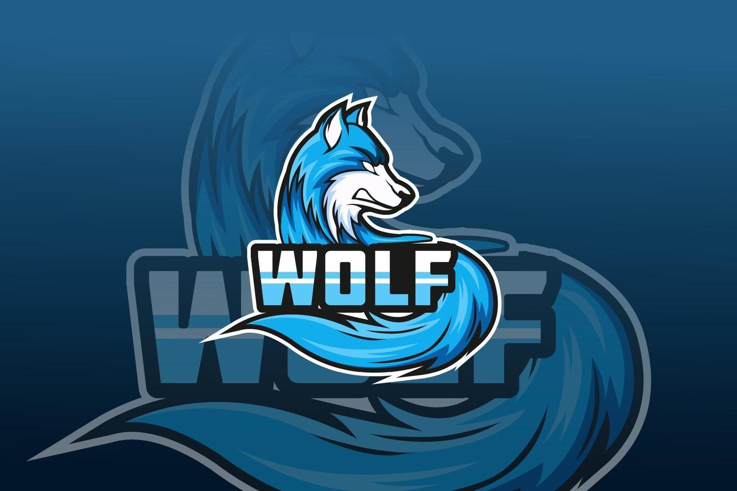 wolf E-sports team logo template vector