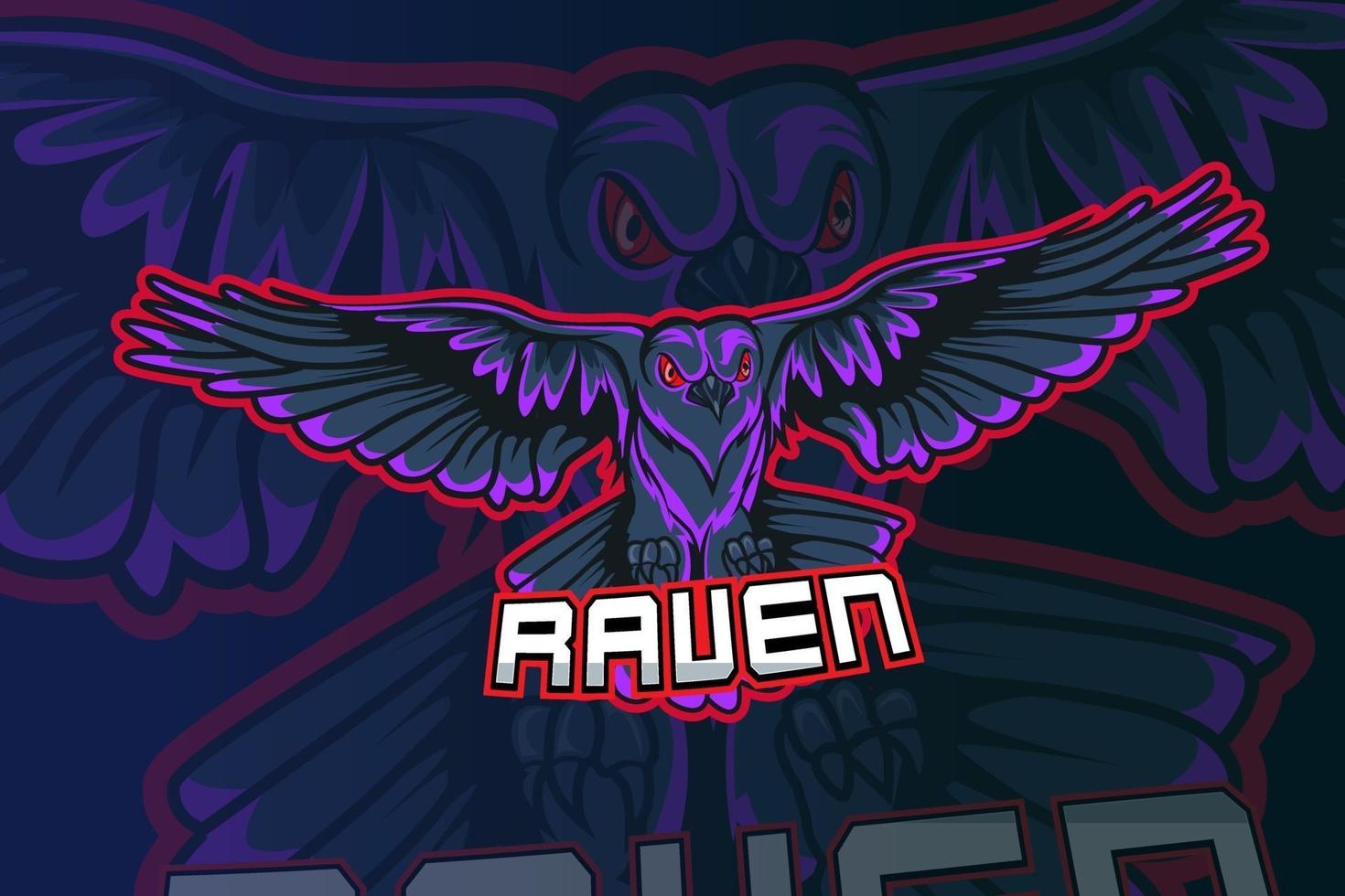 raven  mascot esport logo design vector