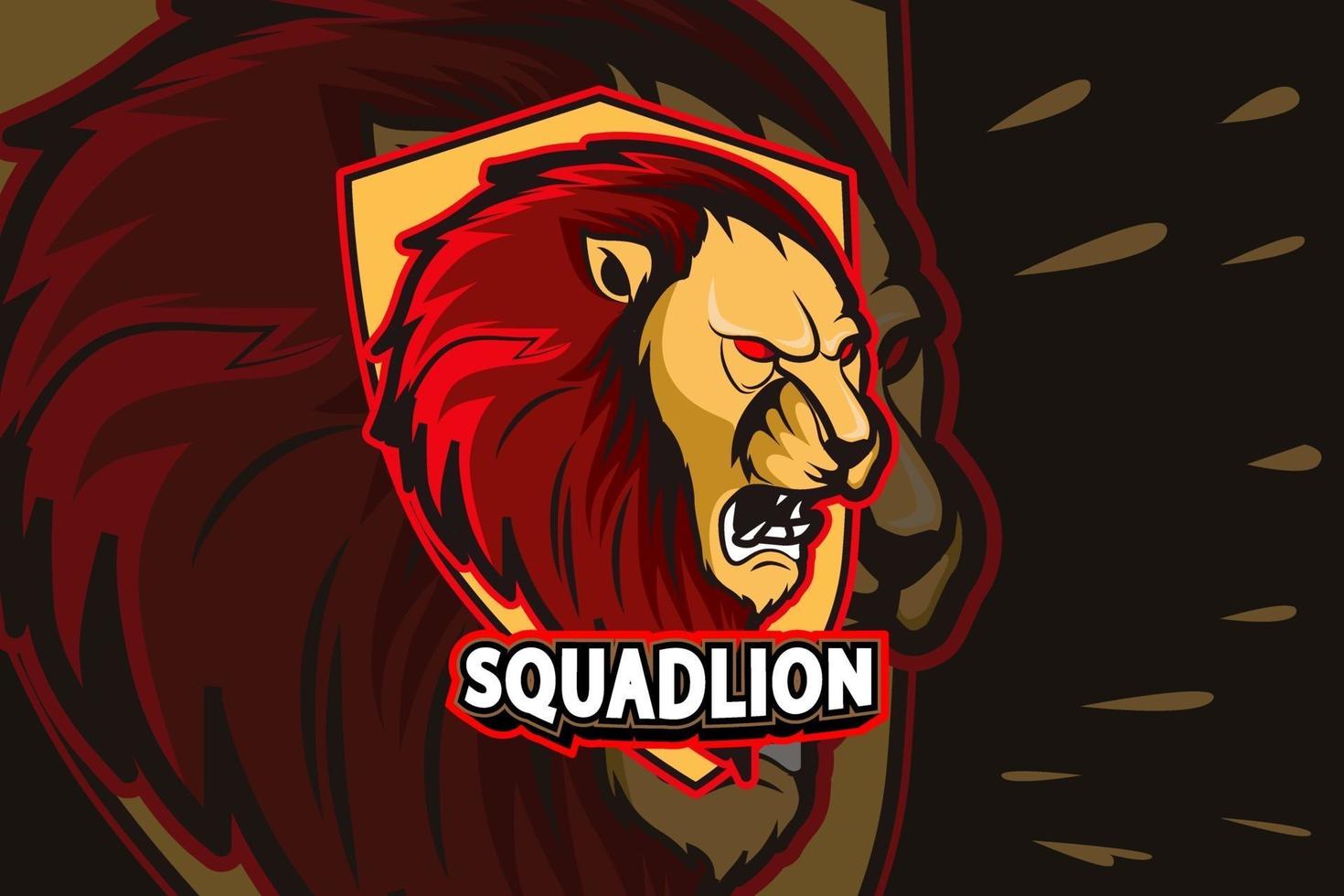 angry lion E-sports team logo template vector