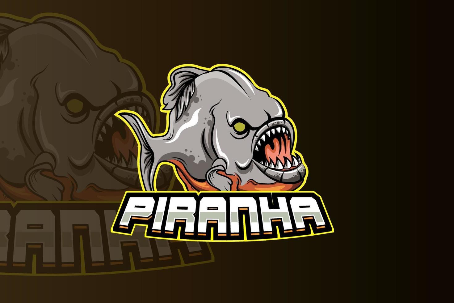 piranha mascot logo for electronic sport gaming logo vector