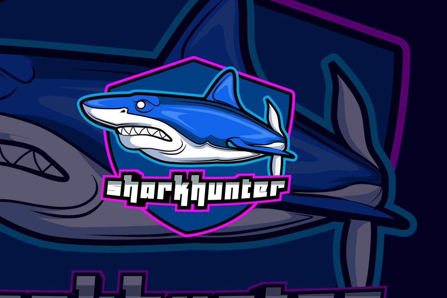 shark e-sports team logo template vector
