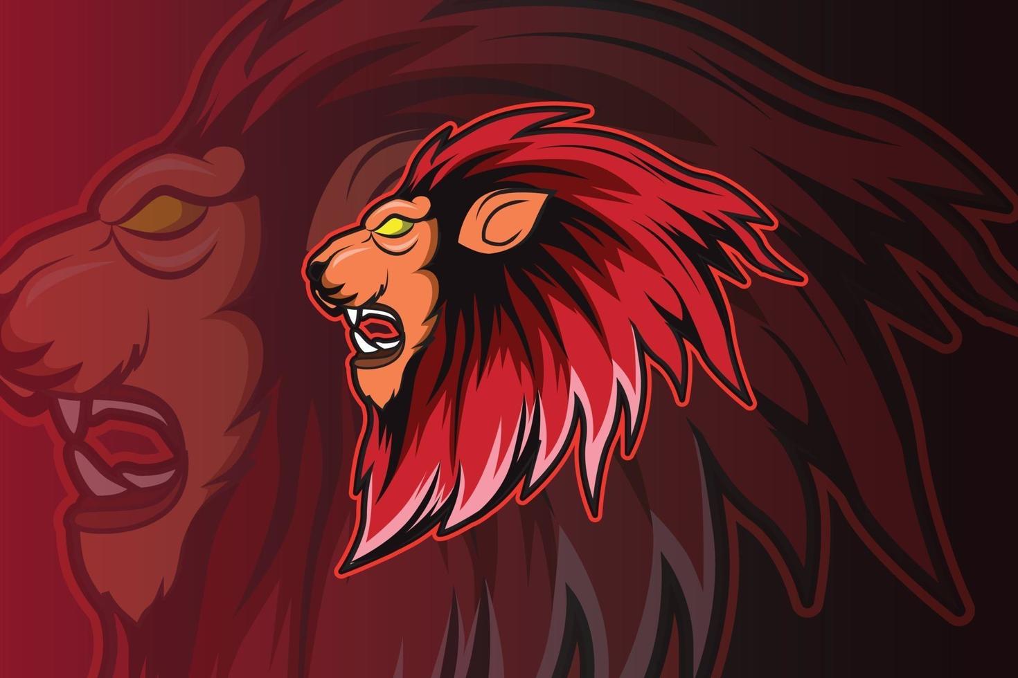 illustration head lion hand drawing vector