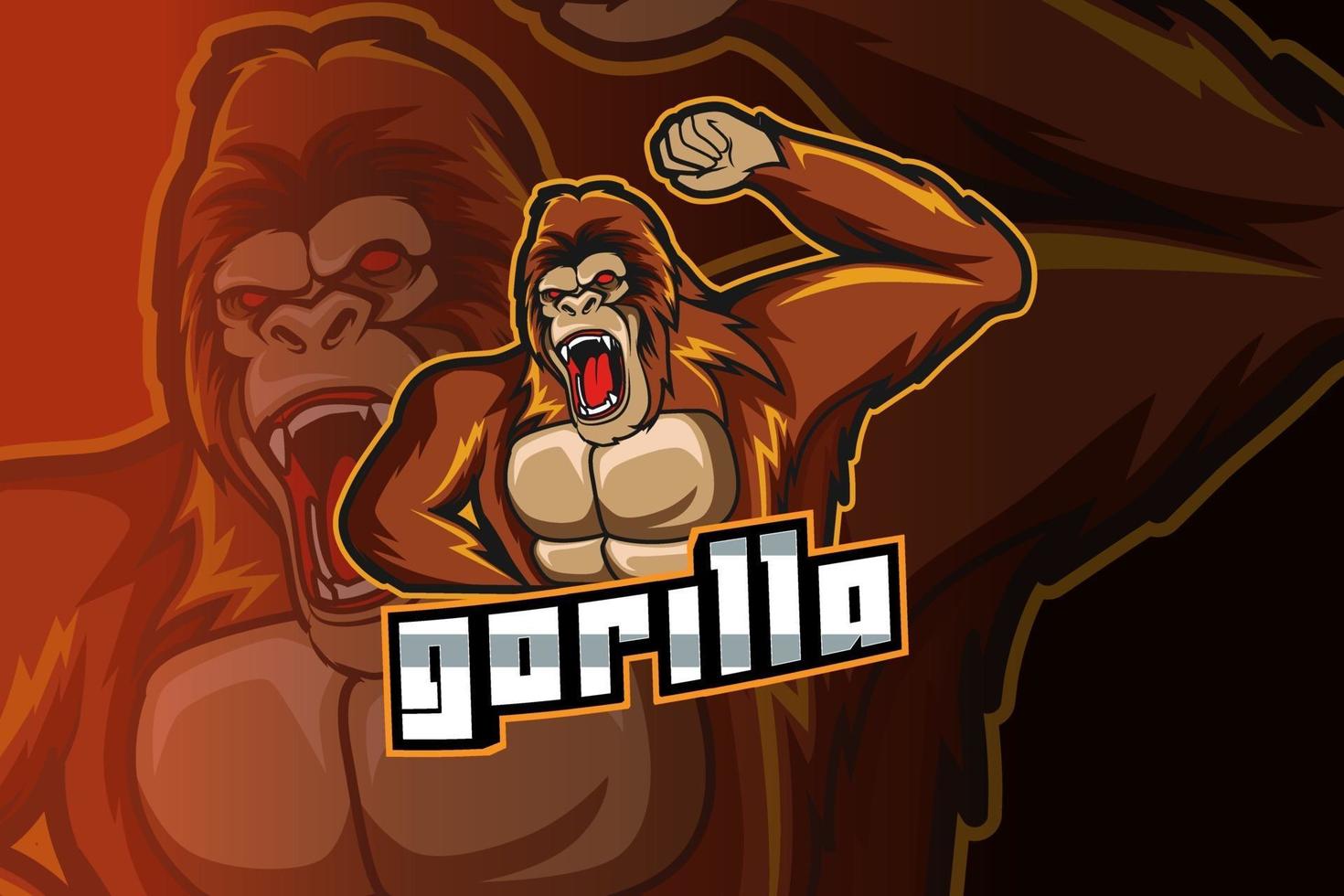 gorilla e sport and sport mascot logo vector