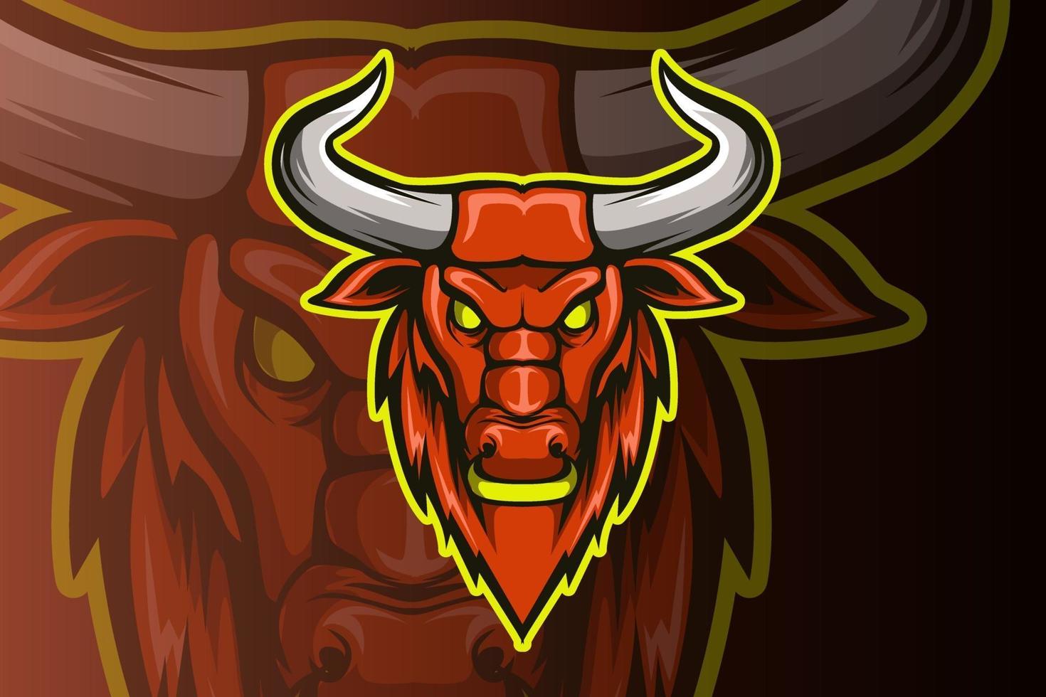 head bull mascot esport logo hand drawing vector