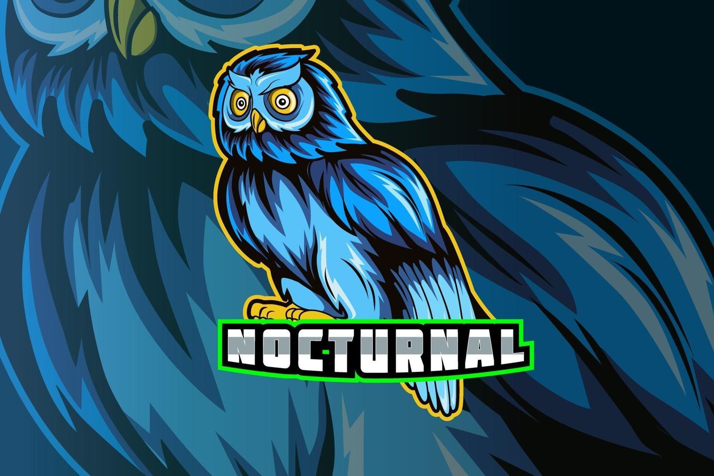 mascota del búho para el logotipo de deportes y esports aislado sobre fondo oscuro vector