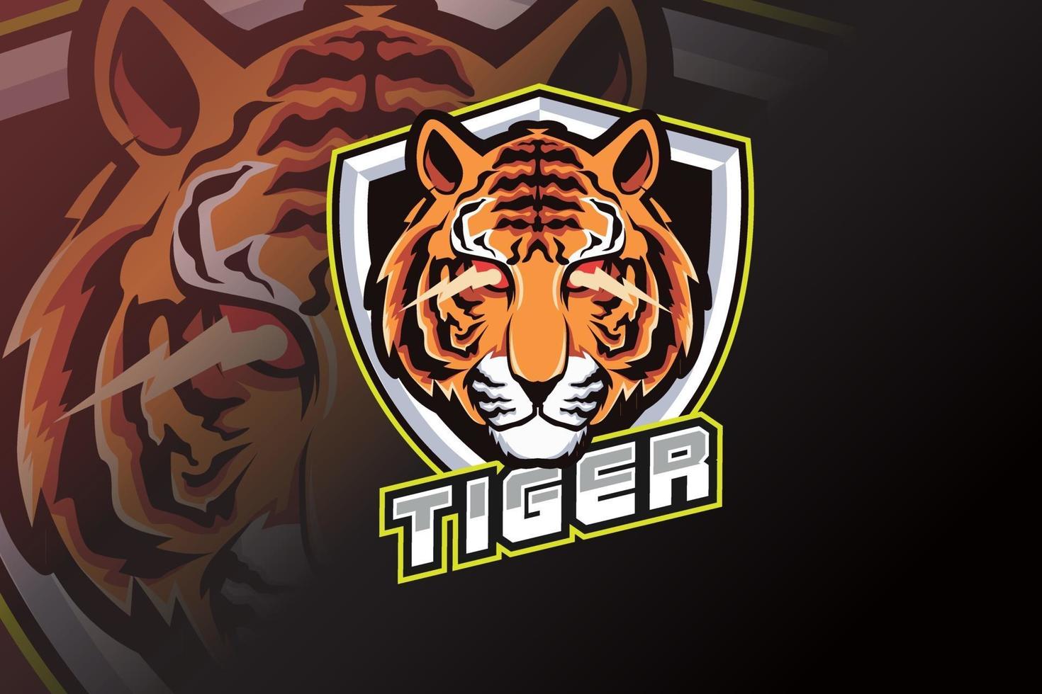 logo deportivo de cabeza de tigre e vector