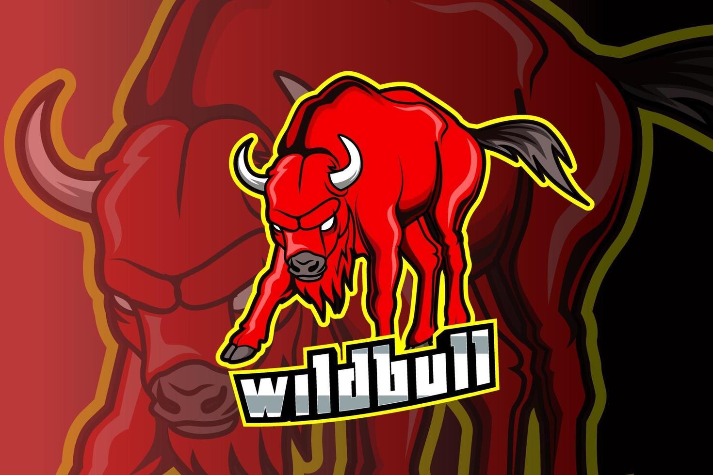 bull e-sports team logo template vector