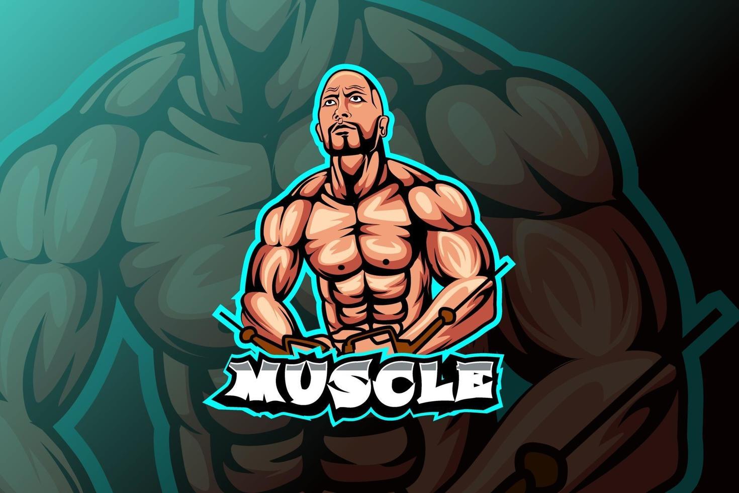 muscle E-sports team logo template vector