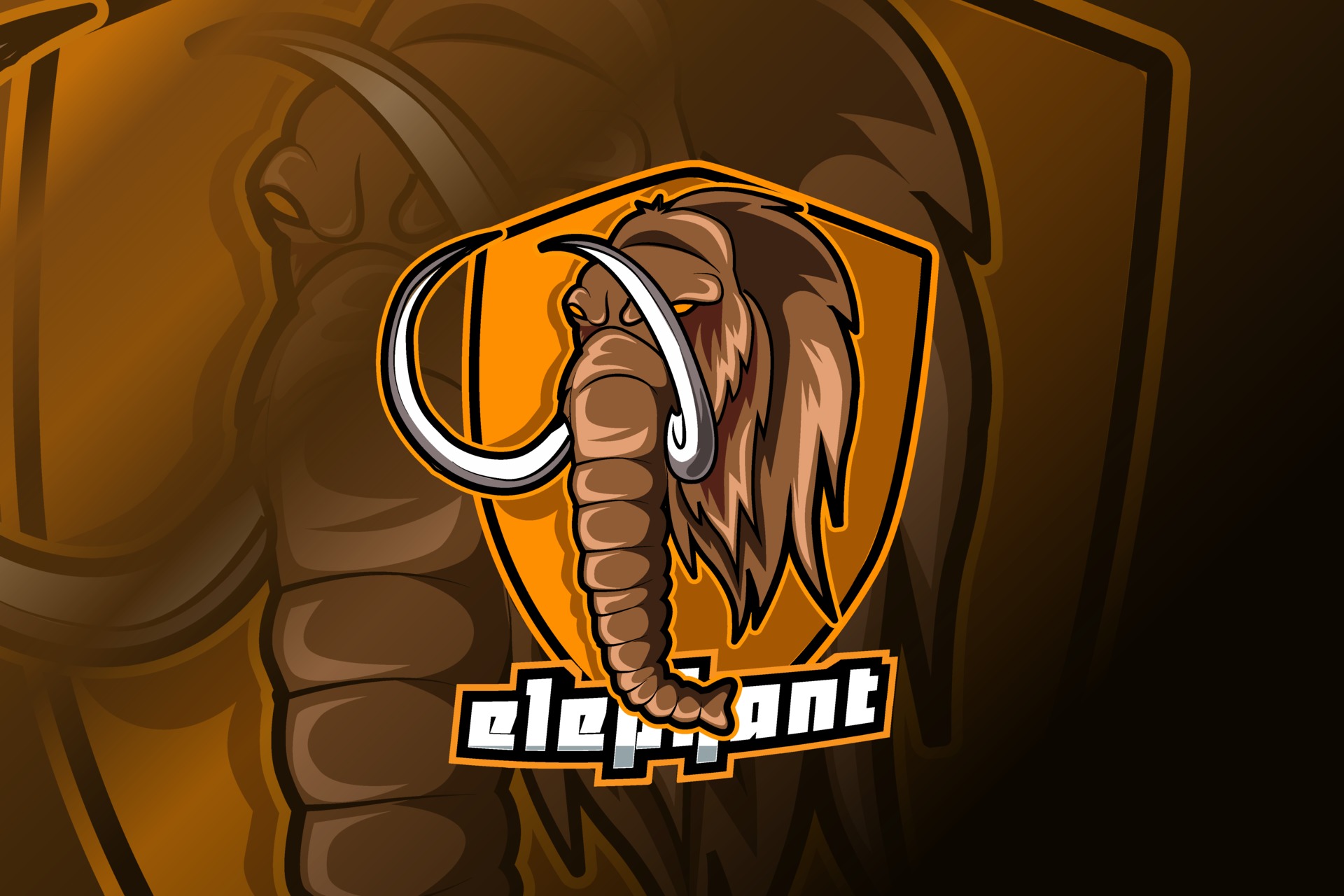 elephant for sports and esports logo isolated on dark background