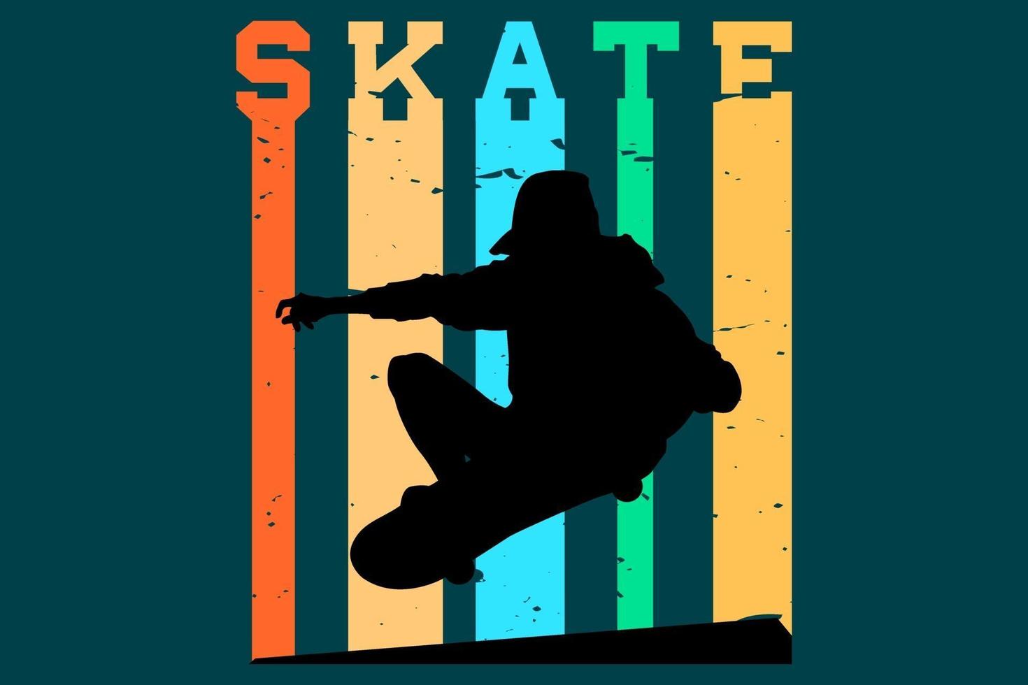 skate mockup retro vintage design vector