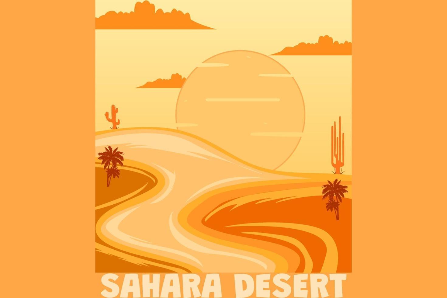 diseño retro vintage del desierto del sahara vector