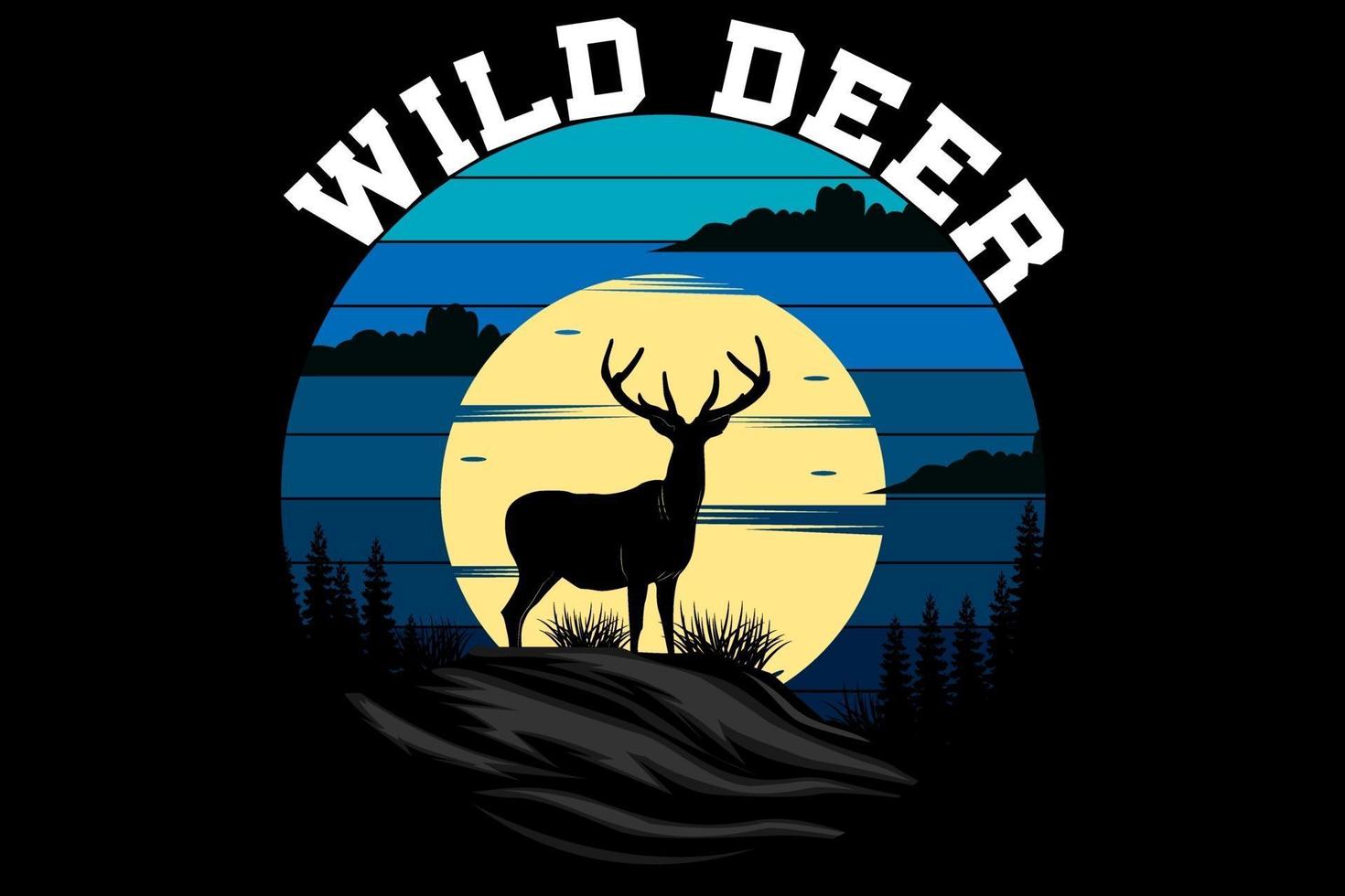wild deer retro vintage design vector