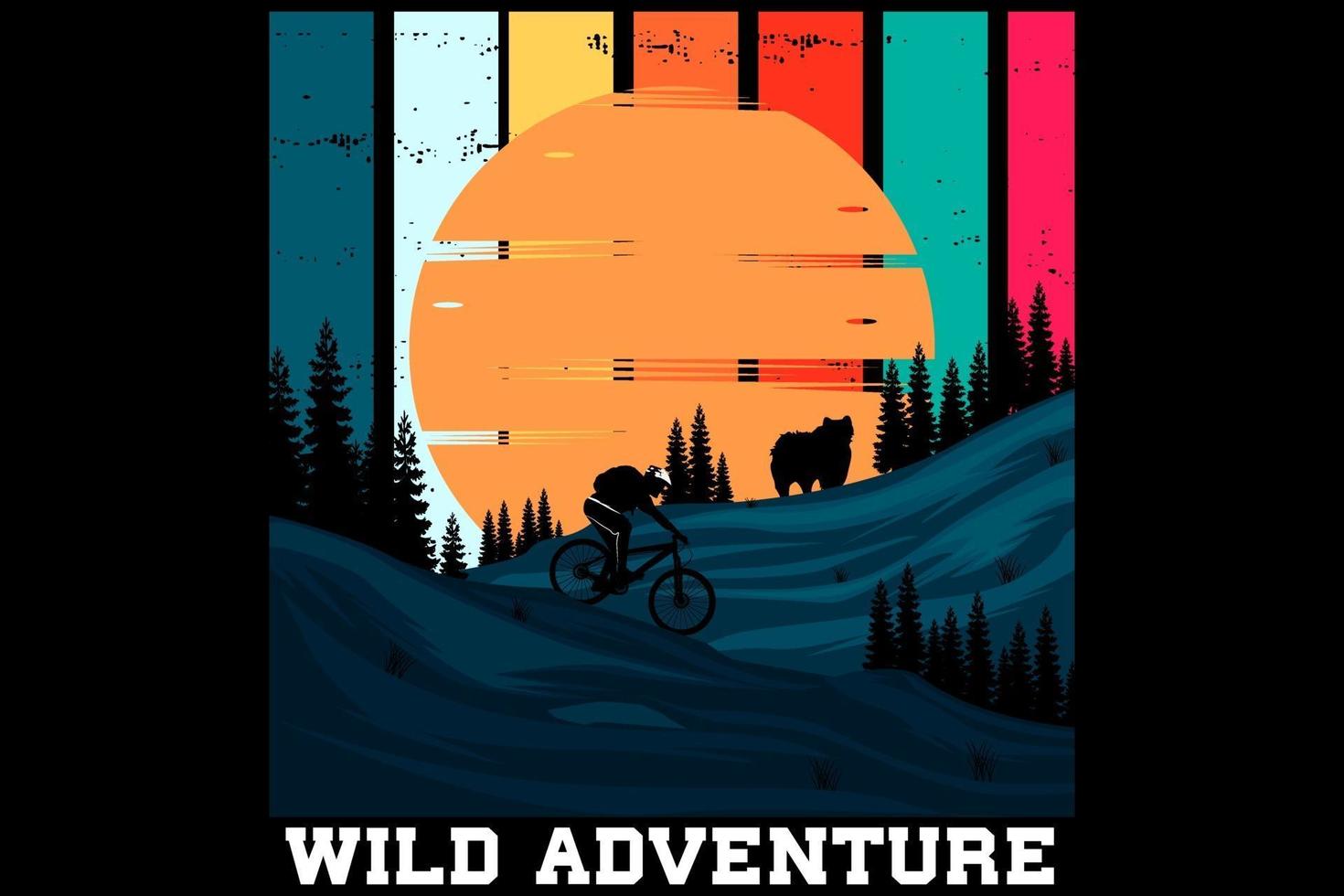 wild adventure retro vintage design vector