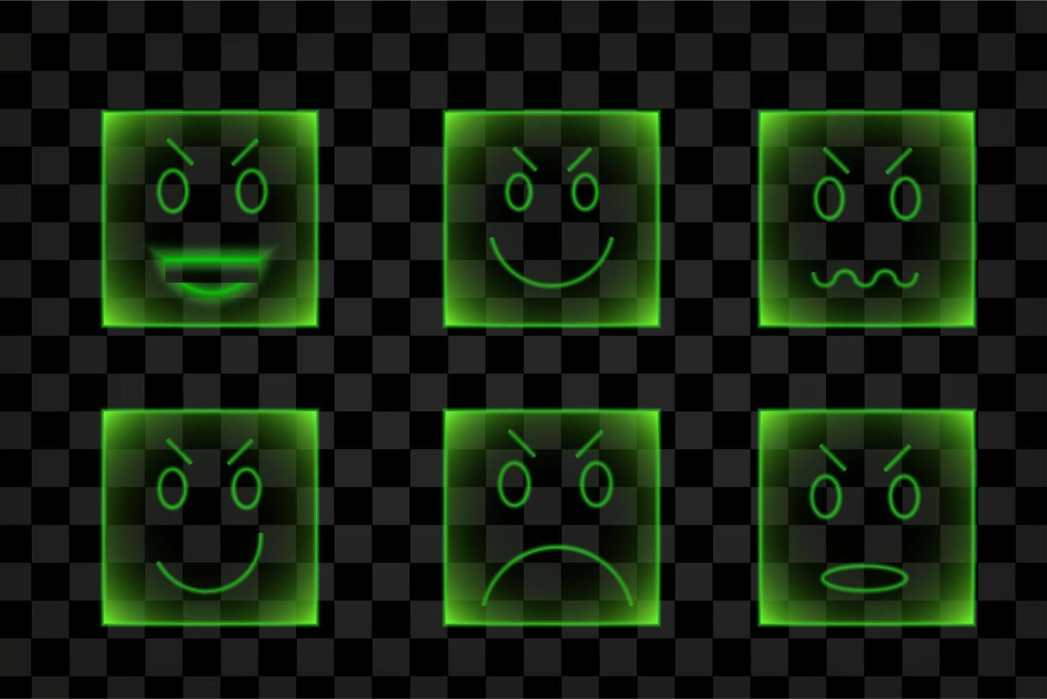 Emoji with light effect set graphic resources halloween emoticon neon vector