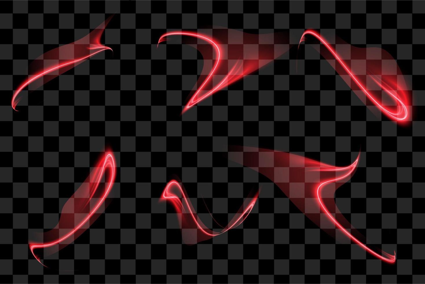 Set of red special effect abstract glow light graphic element design vector