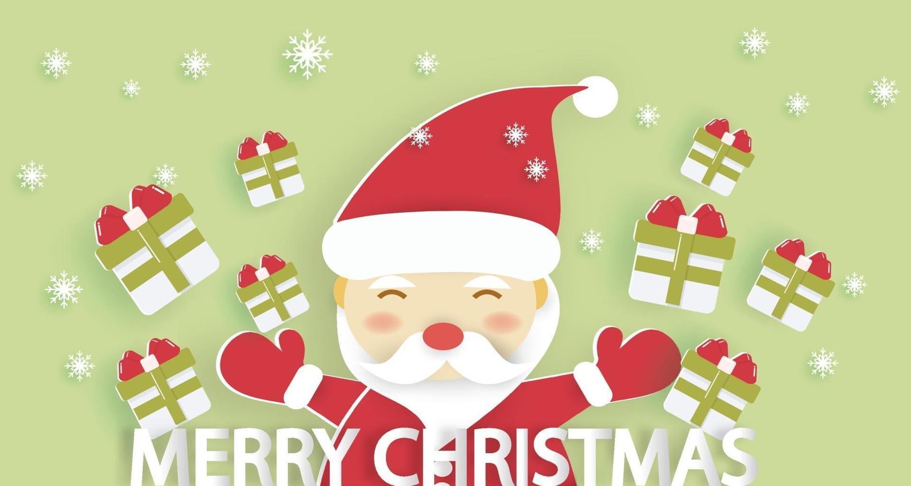 Christmas banner with a Santa clause and friends. vector