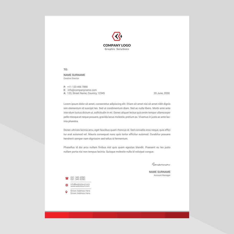 Letterhead Template Design in Minimalist Style vector