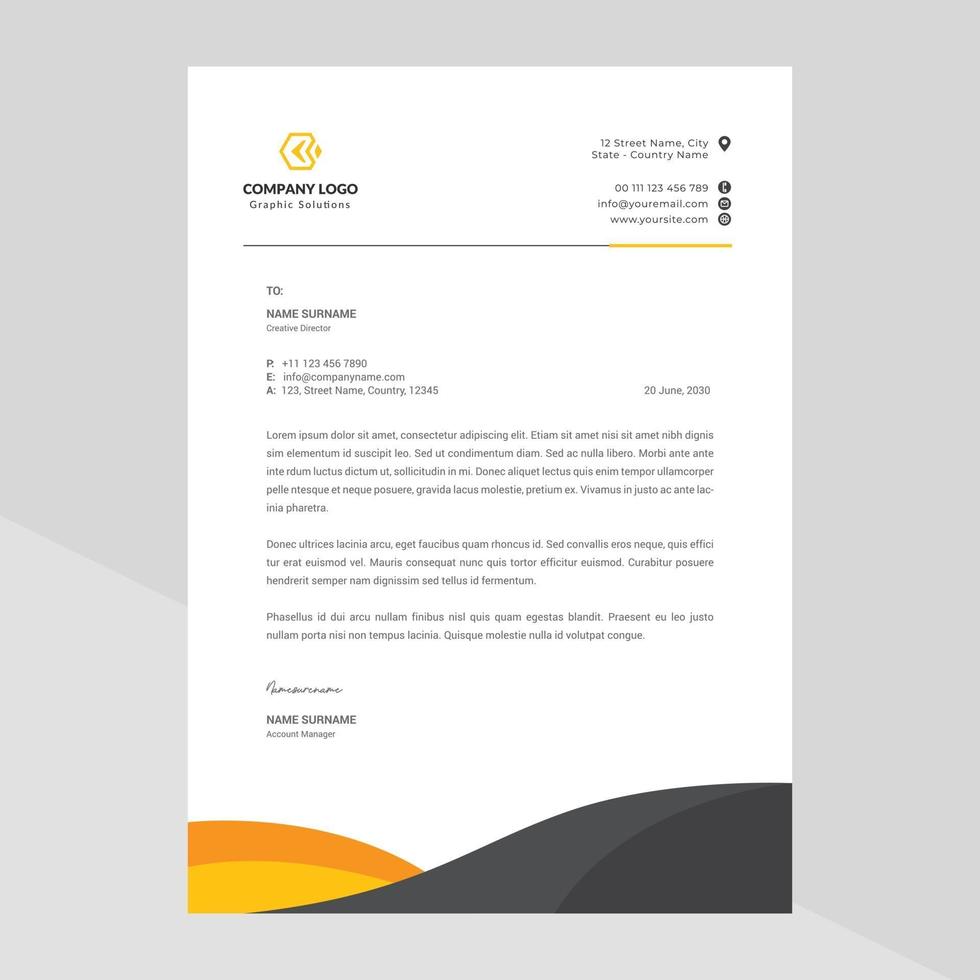 Letterhead Template Design in Minimalist Style vector