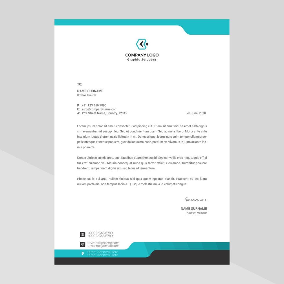 Letterhead Template Design in Minimalist Style vector