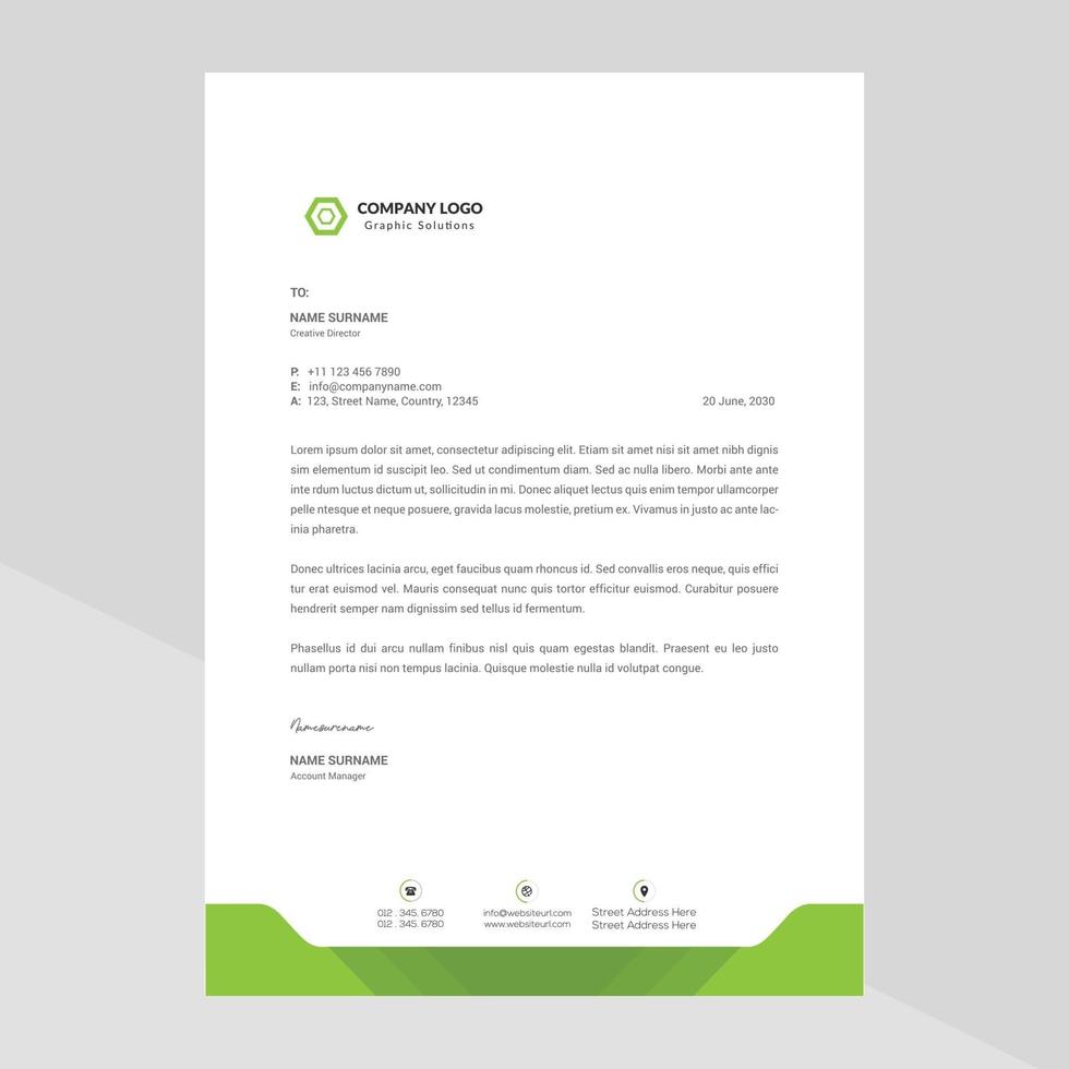 Letterhead Template Design in Minimalist Style vector