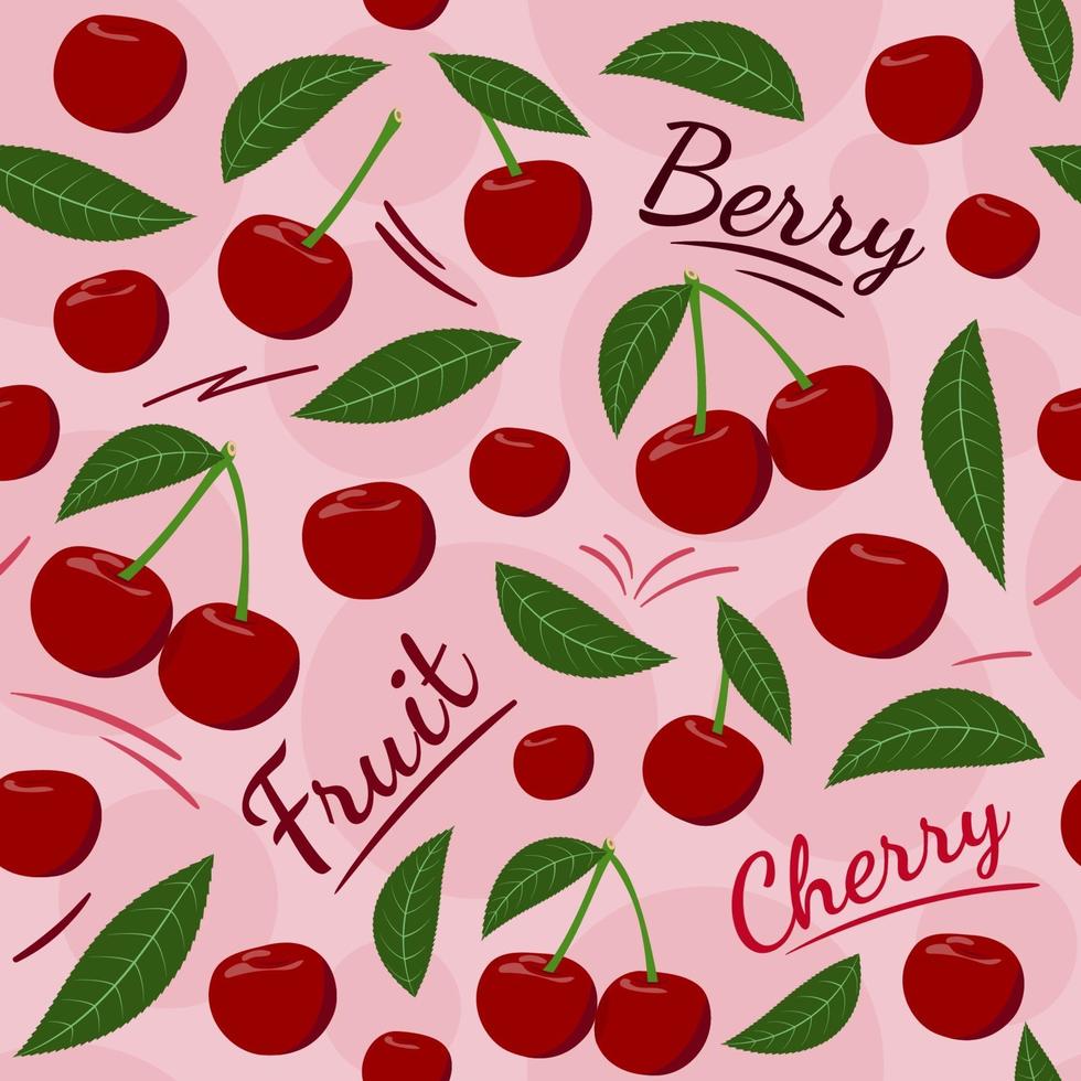 Summer Seamless Pattern with Cherry Berries vector
