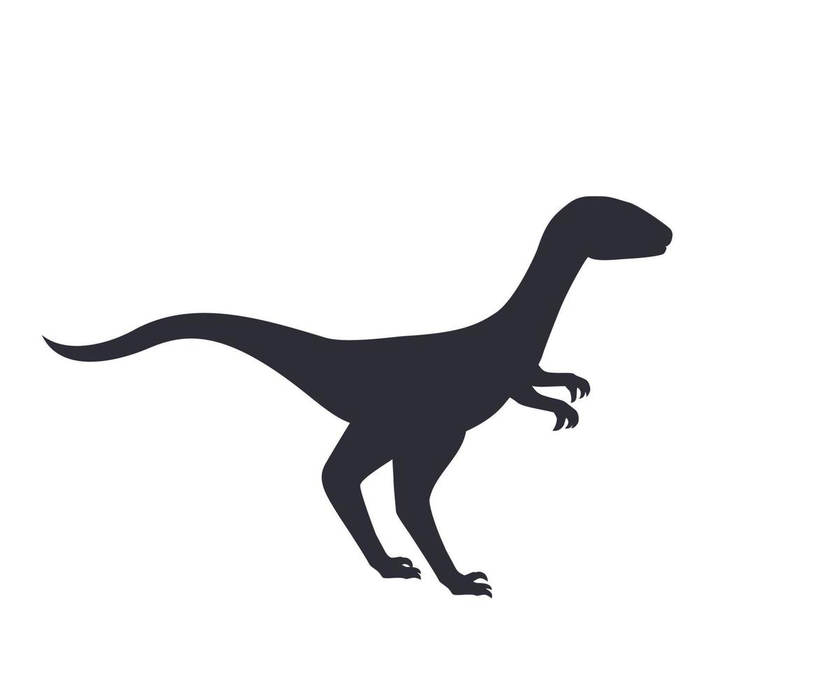 dinosaur, velociraptor silhouette isolated on white vector