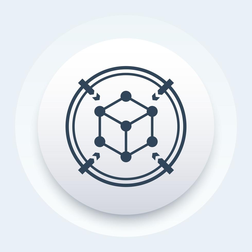 3d scanning vector icon with cubic structure