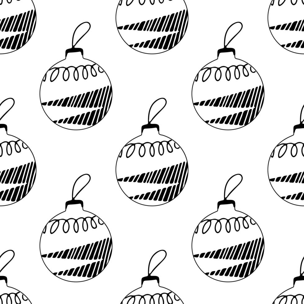 Seamless pattern from hand drawn Christmas tree balls with doodles vector