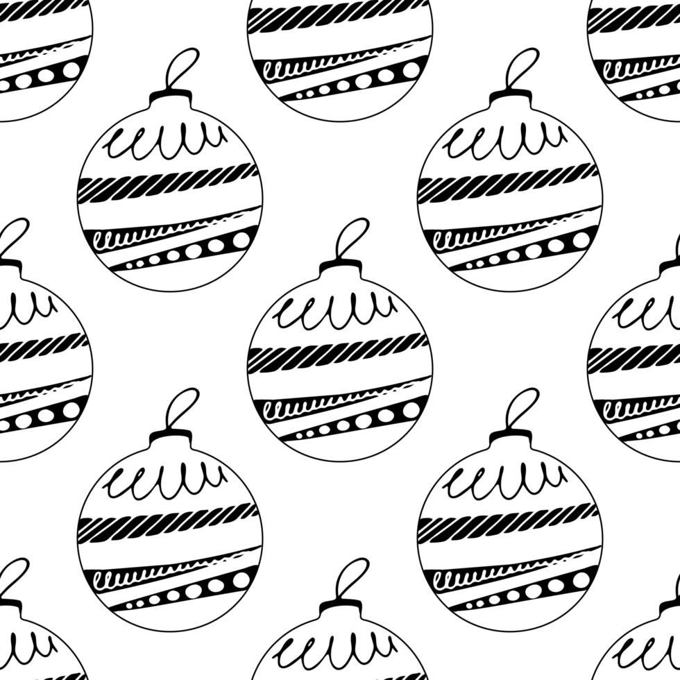 Seamless pattern from hand drawn Christmas tree balls with doodles vector