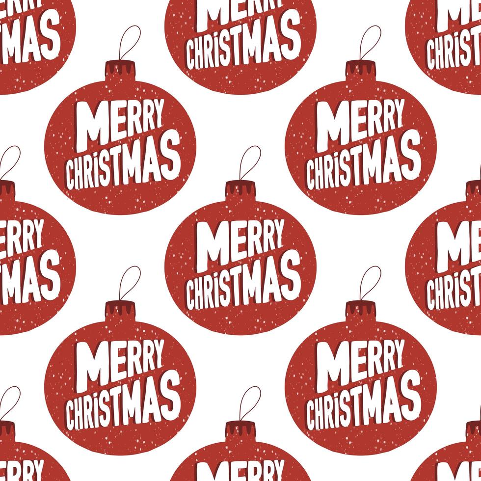 Seamless pattern, Christmas tree balls with snowing  Merry Christmas vector