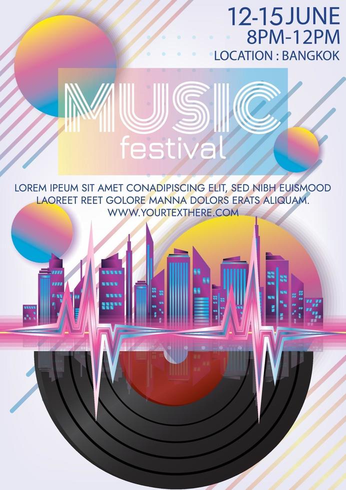 cartel de la fiesta del mundo de la música del festival de música vector