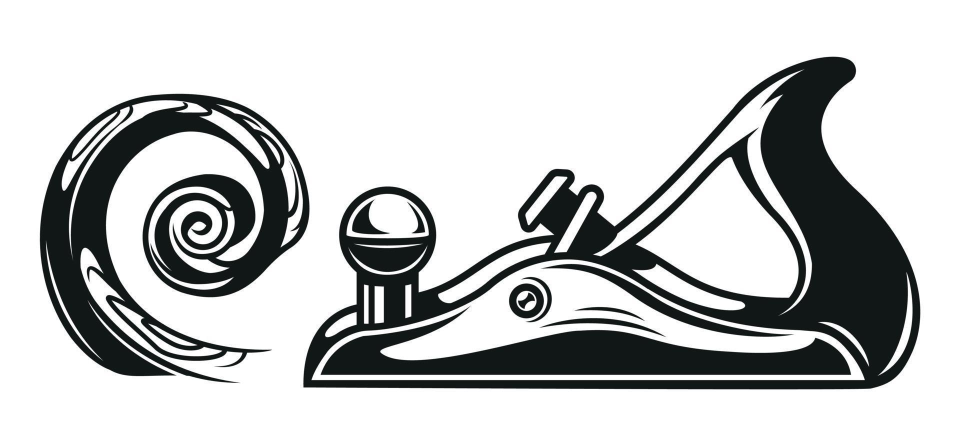 Black and white vector illustration of a planer