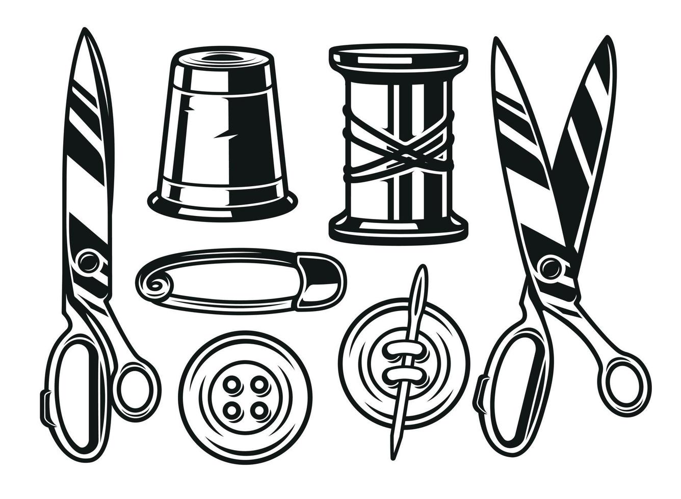 Set vector illustrations of tailor tools